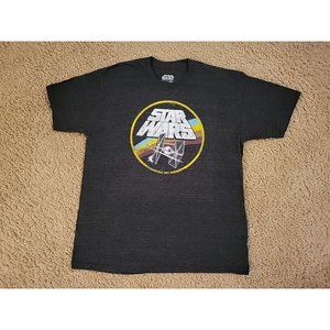 STAR WARS TIE FIGHTER SHIRT RETRO SIZE X-LARGE XL MENS CHARCOAL GREY TEE GRAPHIC